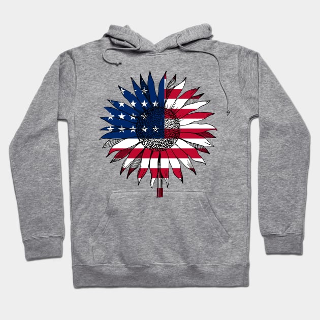 Happy Independence Day Stars&Stripes Sunflower American Flag T SHirt Hoodie by Merricksukie3167